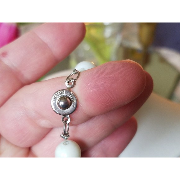 Teng Yue Tie Dye Marbled White with Blue Beaded Necklace - Picture 10 of 10